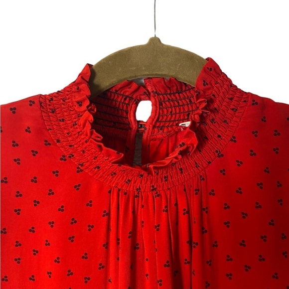 BODEN Carrie Smocked Dress Poinsettia Ruffle Red Long Sleeve - Picture 11 of 14